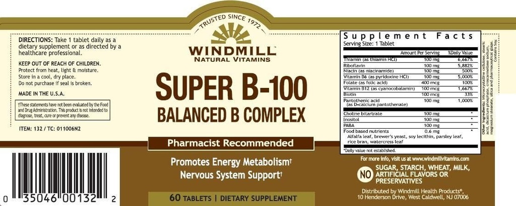 Vitamina B-100 COMPLEX TAB dimensiune WMILL: 60