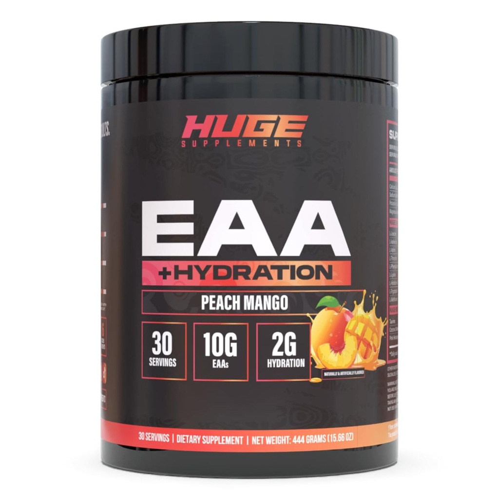 Suplimentul EAA imens, cel mai mare praf de aminoacizi esențiali în doză, 12,8g EAA & 8g BCAAs per servire, creștere musculară, recuperare și performanță (Peach Mango)