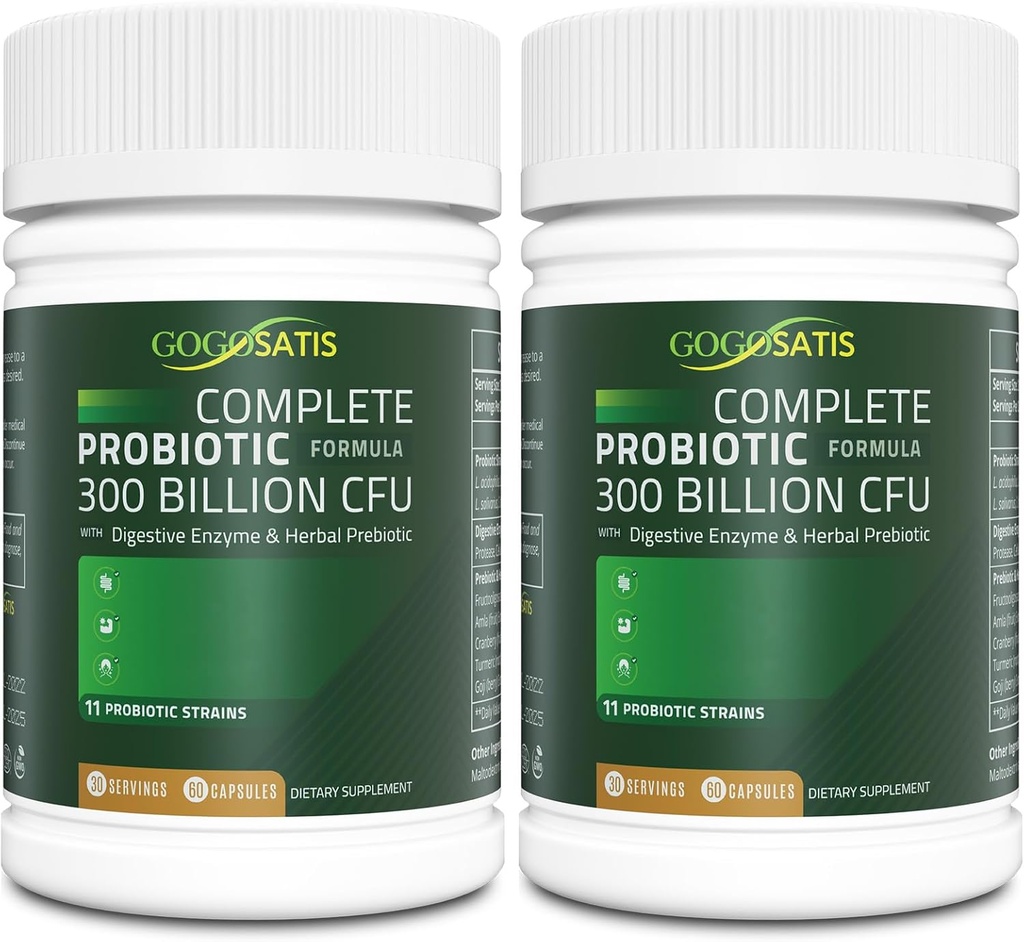 Probiotice pentru femei și bărbați, 300 Miliarde CFU 11 Tulpini, Acidophilus Probiotic Supliment cu Organic Herbal & Digestive Enzime Perioada de valabilitate Stabil pentru Digestion & Imunity Support 120 Conte