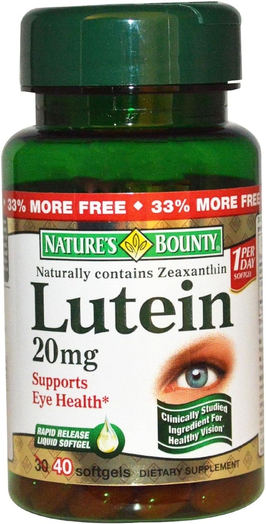 Natura lui Bounty Lutein 20mg, 40 Softgels (Pachet de 2)