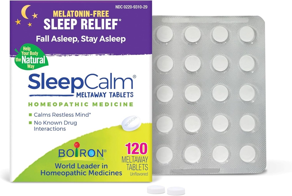 Boiron SleepCalm Tablete de dormit Ajutor pentru somn adânc, relaxant, somn odihnitor pe timp de noapte - Melatonin-Free și non-Habit-Forming - 120 Conte