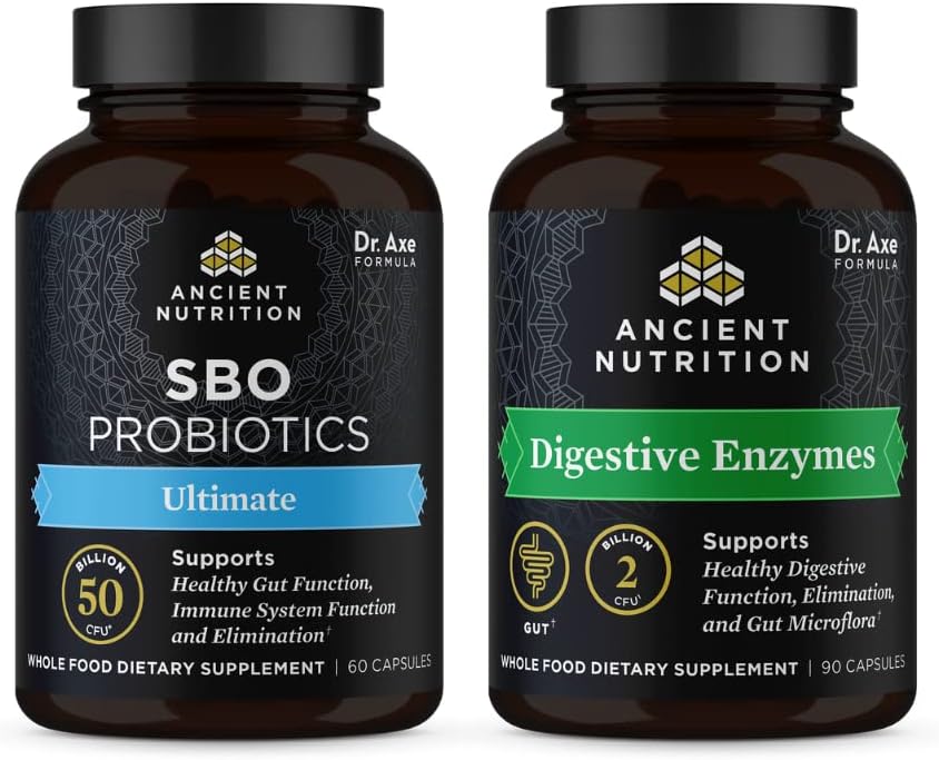 Nutriţie antică SBO Probiotice Capsule, Ultimate, 60 Conte + Enzime digestive Capsule, 90 Conte