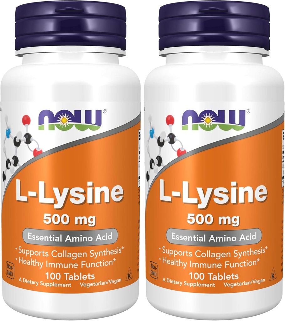 Acum Suplimente, L-Lysine (L-Lysine Hydrochloride) 500 mg, Aminoacid, 100 Count (Pachet de 2)