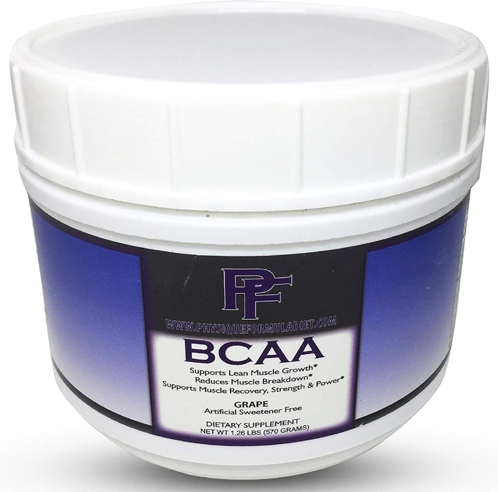 Physique Formula BCAAs cu Stevia All Natural Ramking Chain Amino Acids Pulbere cu Glutamina & îndulcit cu Stevia. Cafeină și sucraloză Aromă de struguri fără zahăr