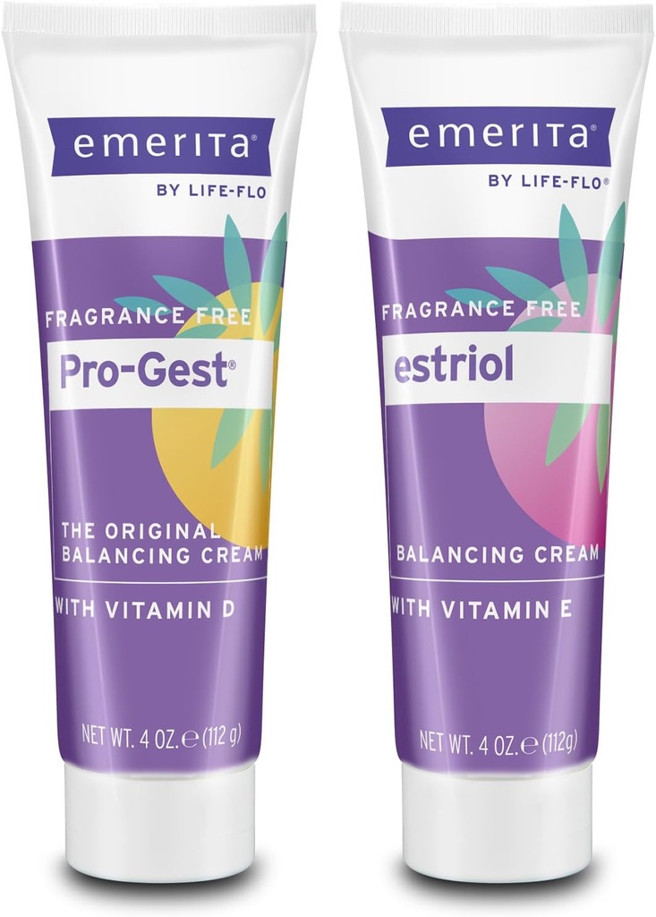Emerita Pro-Gest Balance Cream cu vitamina D, progesteron și Estriol - Fragrance Free, 60-Day Guarantee, 4oz