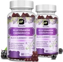 (2 ambalaj) Glucosamină Chondroitin Gummies, supliment suplimentar de sprijin comun de rezistență cu MSM și Elderberry pentru mobilitate și flexibilitate, suport antioxidant pentru bărbați și femei, 120 gume