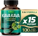 Grimed Kava Kava 19,700mg - X 15 Putere cu Ashwagandha Lemon Balm - Putere, Relaxare, Restaurare, Calm - Made in USA (100 Count (Pachet de 1))