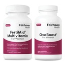 FertilAid pentru femei & Combo Ovaboost, Suplimentul de fertilitate feminină & Vitamina fertilitate naturală cu Myo-Inositol, Vitex & Vitamine pentru a sprijini Ovulație, Regularitatea ciclului și calitatea ouălor, 1 lună de aprovizionare