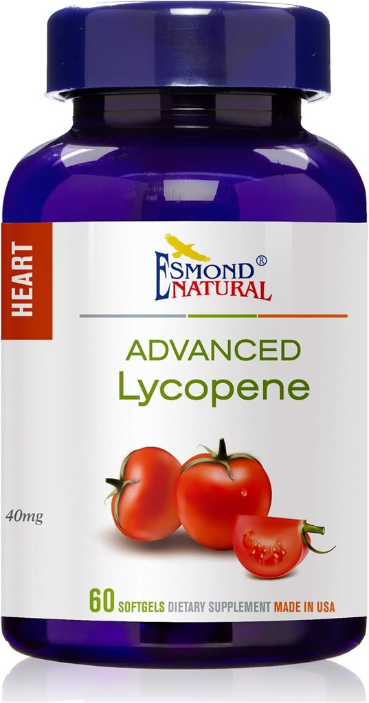 (3 Pack) Esmond Natural: Advanced Lycopene (Suports Prostate and Heart Health), GMP, Natural Product Assn Certified, Made in USA - 40mg, 180 Softgels
