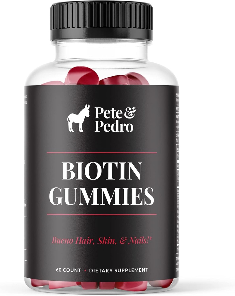 Pete & Pedro BIOTIN Gummies for Hair, Skin & Nails Grown for Women & Men 