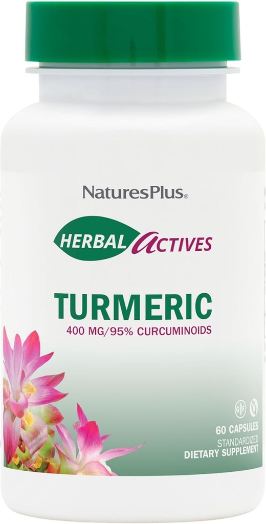 Naturas Plus Herbal Active Turmeric - 400 mg, 95% Curcumin, 60 capsule Vegan - vegetarian, gluten-free - 60 Servings