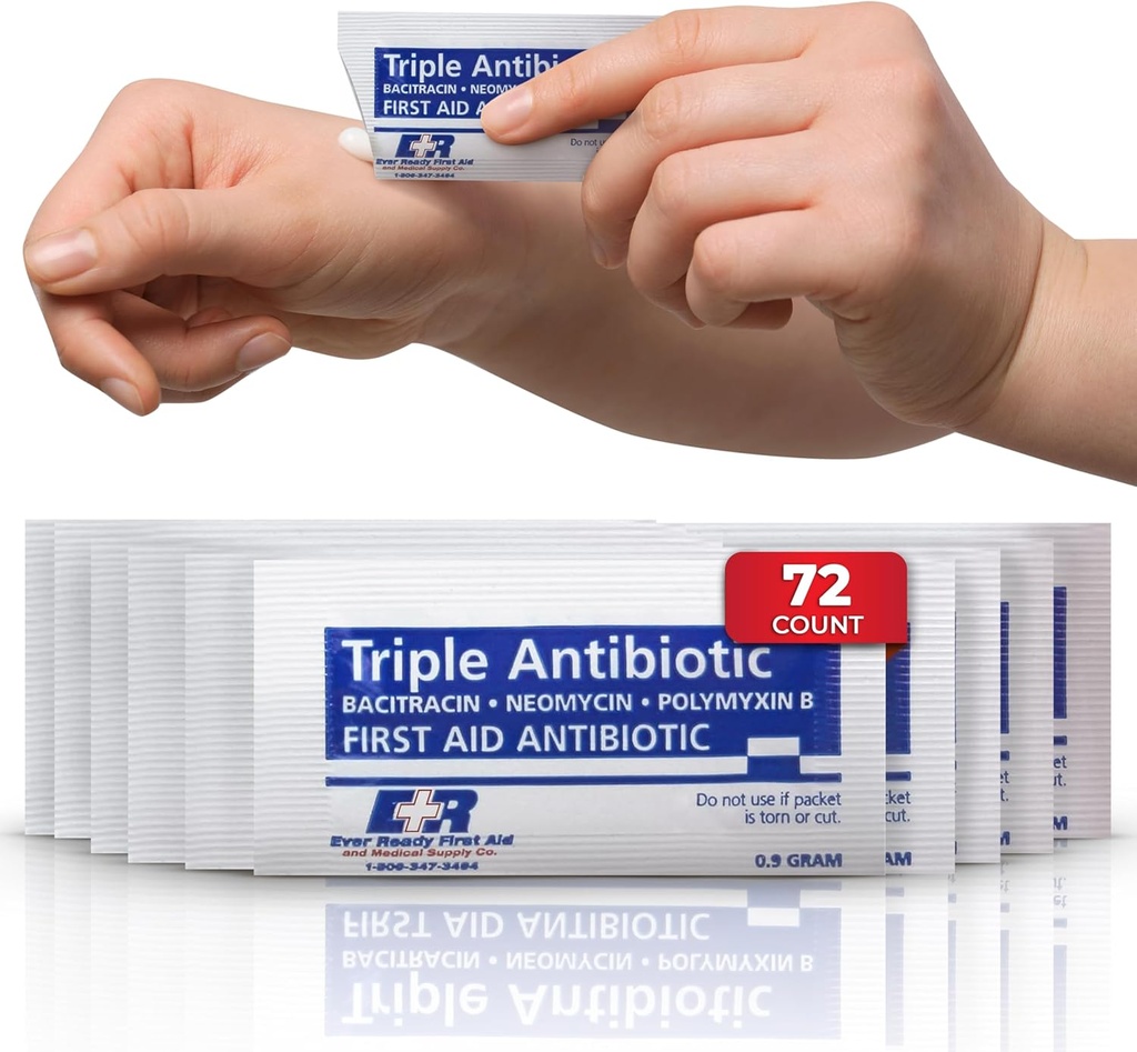 Triple Antibiotic Ointment .9gr Pachete de prim ajutor Cream pentru tăieturi, zgârieturi, Burns 