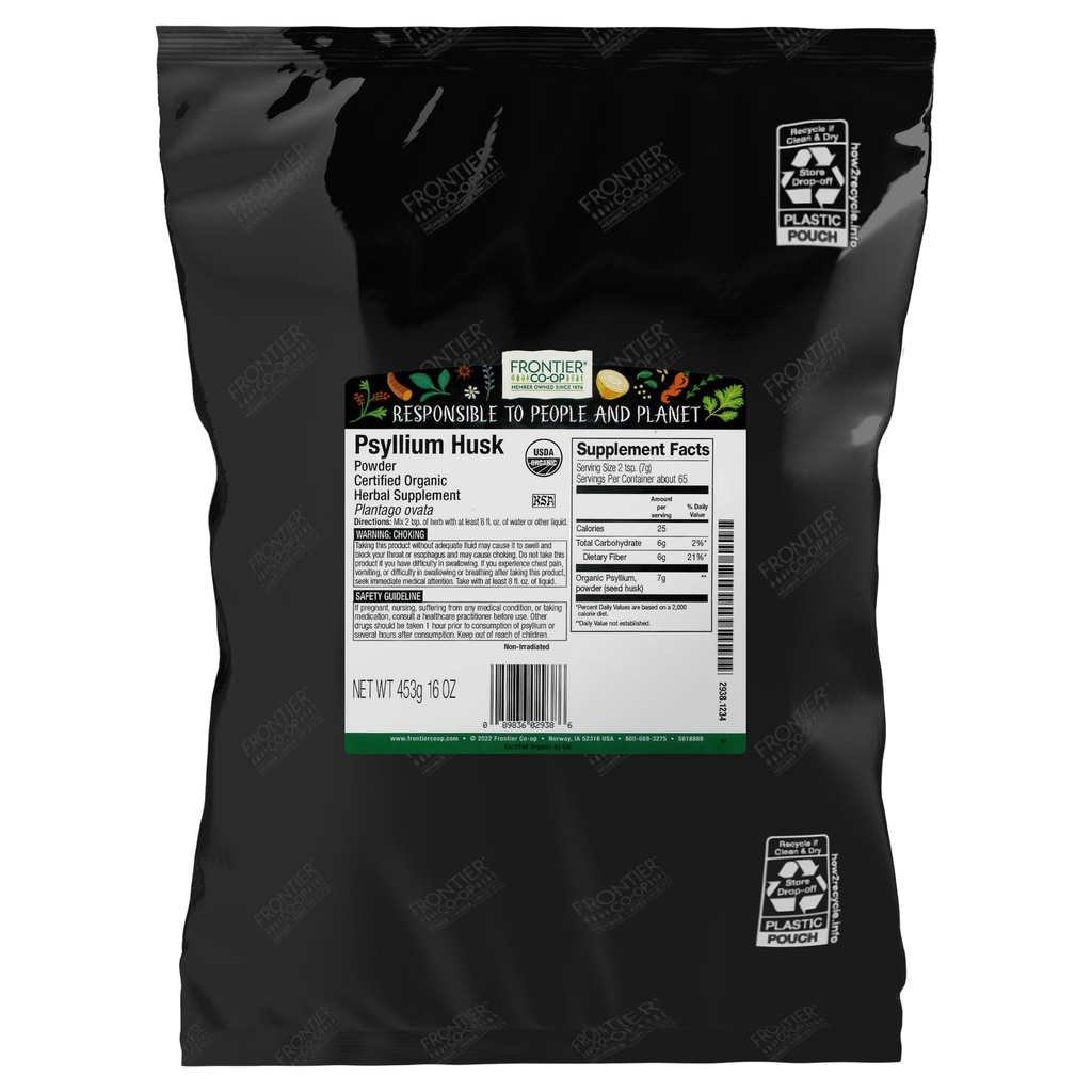 Frontier Co-op Organic Pyllium Husk Powder 1lb