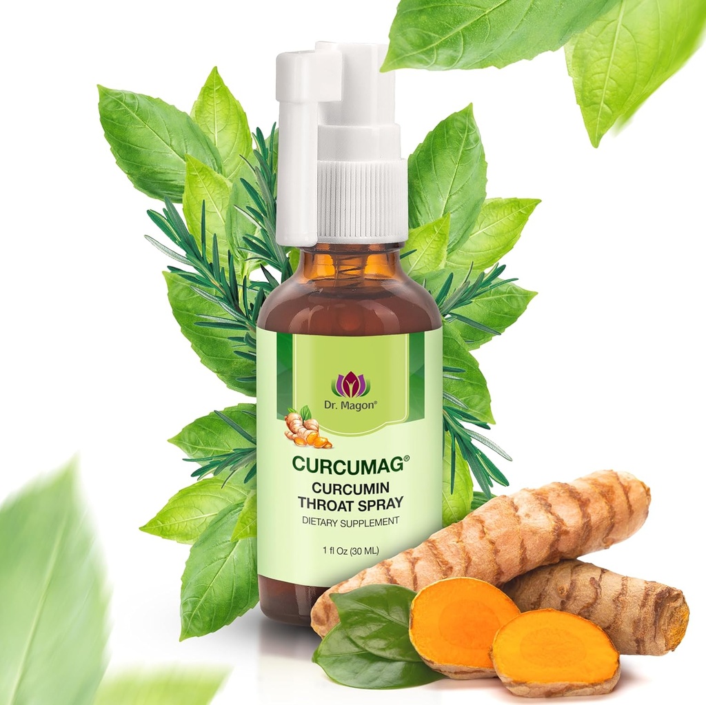 Curcumina naturala Curcumin Spray de gât de Dr. Magon, Throat Calm, Soothing Ghroat Spray, Suport imunitar, Extra Putere UC3 Curcuma Curcuma Extract uscat Longa, 1 lichid Oz