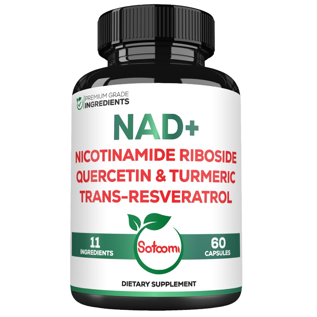 Satoomi NAD Supliment pentru femei - NAD Nicotinamidă Riboside Resveratrol 900mg, Querbetin, Turmeric, Astragalus, Ginseng, Vitamina D3, Vitamina C - 60 Conte
