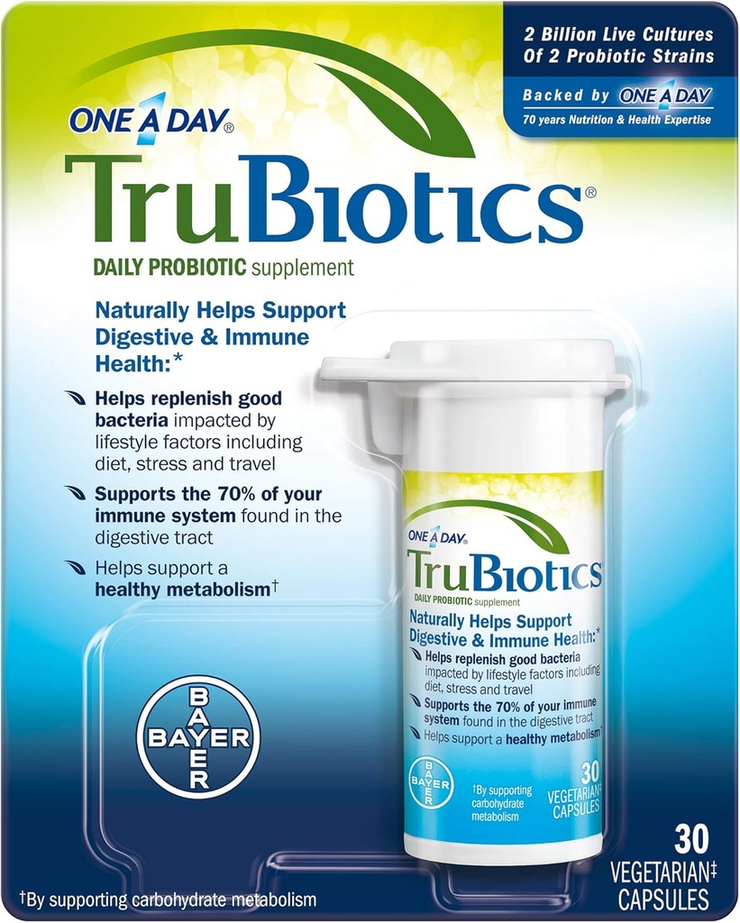 TruBiotice Probiotic zilnic 30 capsule - Gluten gratuit, Soy gratuit Digestive + Immune Health Supplement pentru bărbaţi şi femei (Pachet de 3)