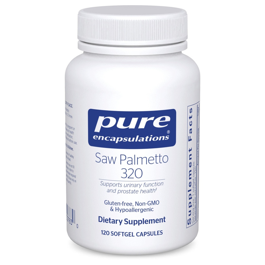Pure Encapsulations Saw Palmetto 320 - Gatty Acids & Alte Nutrients esentiale pentru a sprijini metabolismul si functia urinara - cu extract de Palmetto ferastrau - 120 Softgel Capsule