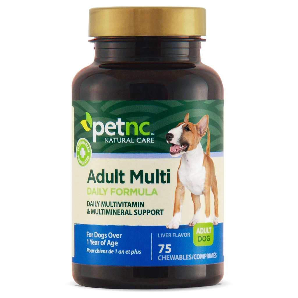 Petnc Natural Care Adult Multi Chewables (75 Count), Daily Dog MultiVitamin & Multimineral Support, Include Zinc, Magneziu & More, Sprijină Sănătatea Globală, Pentru Câini 1+ An, Aroma Ficatului