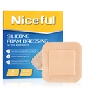Silicon Spumă Dressing 4"x4," Bandaje de silicon impermeabile cu margine adezivă, pat de mare absorbție Sore Bandaje Wound Care dressing (2.5"X2.5" Pad), 5 pachete, FSA HSA eligibile