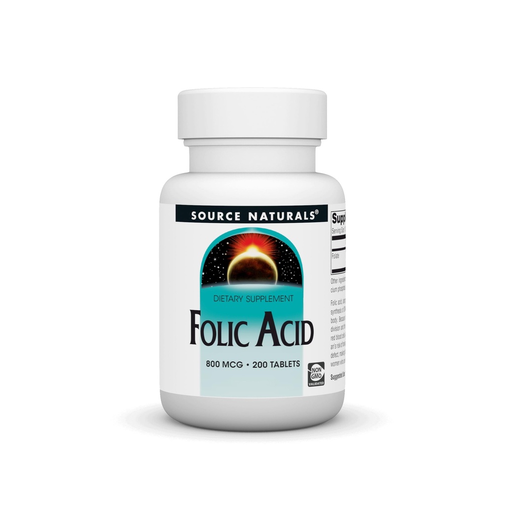 Sursa Naturals Acid folic 800 Mcg Tablet, 200 Conte