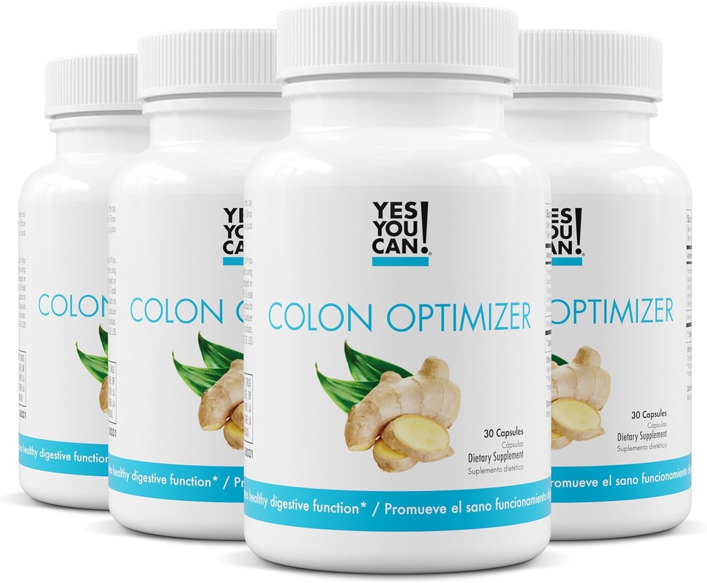 Ba da, poţi! Probiotice Colon Optimizer Supliment - Sanatate si stomac Supliment pentru barbati si femei, Probiotice organice cu ghimbir si menta pentru sanatate digestiva, 30 Capsule - 4 Pack
