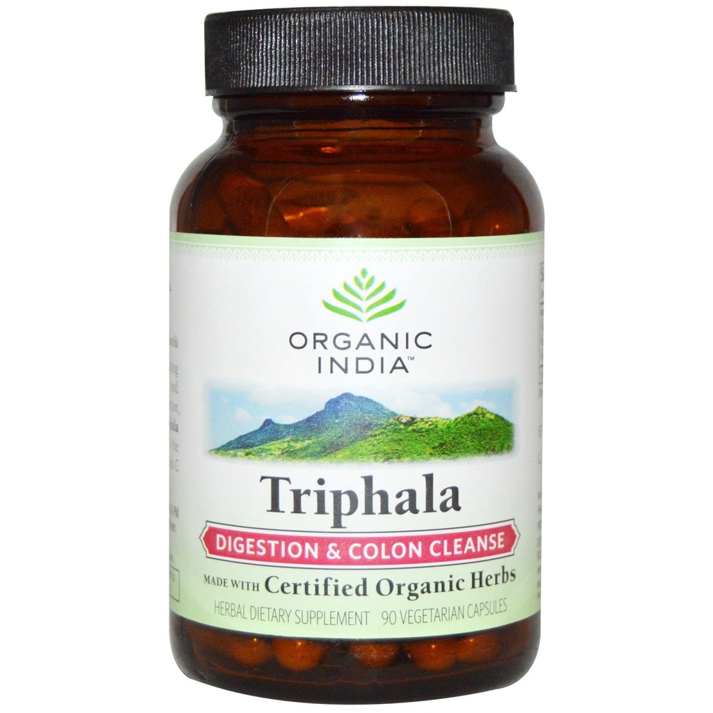 Capsule INDIA ORGANIC Triphala Organic - Supliment vegetal cu Amla, Bibhitaki, Haritaki, Digestion & Colon Support, Immune System Support, Adaptogen, Vegan, USDA Certified Organic - 90 Capsule