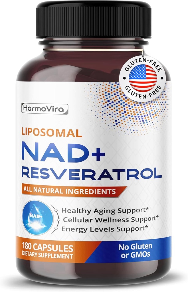 Liposomal NAD+ 600mg cu Resveratrol 200mg pentru energie celulară și îmbătrânire sănătoasă 