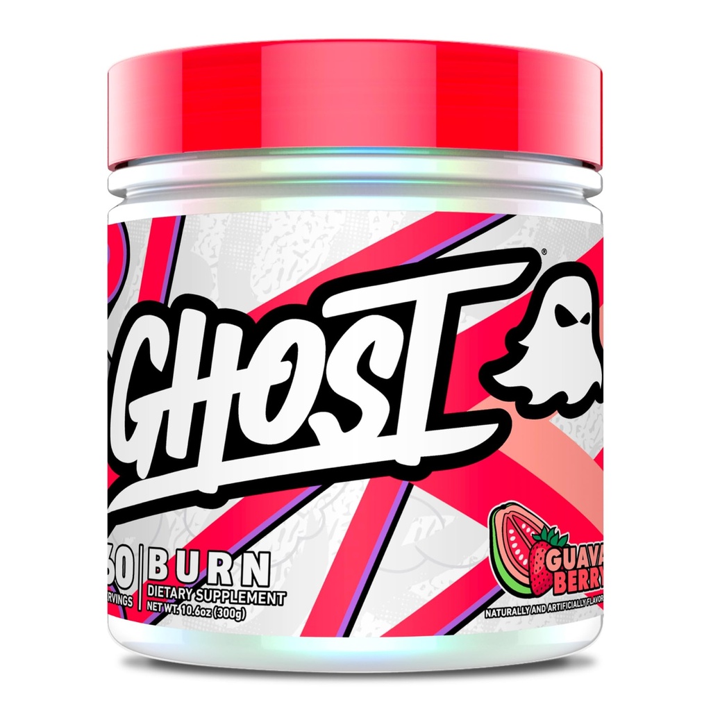 GHOST Burn Powder management greutate, Guava Berry (60 Servings) - supliment de suport metabolic și energetic pentru bărbați și femei - Cafeina naturală, L-Carnitina & L-Tyrosine - Gluten, Soy & Sugar-Free, Vegan
