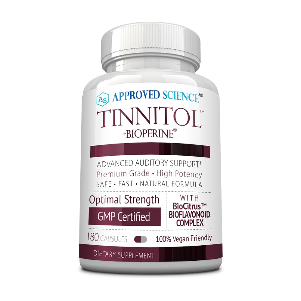 Știință aprobată Tinitol - Tinitus Supplement - Ușor de apel în urechi - Boost Inner Ears Health - 1 flacon - 3 lună de aprovizionare - Made in the USA