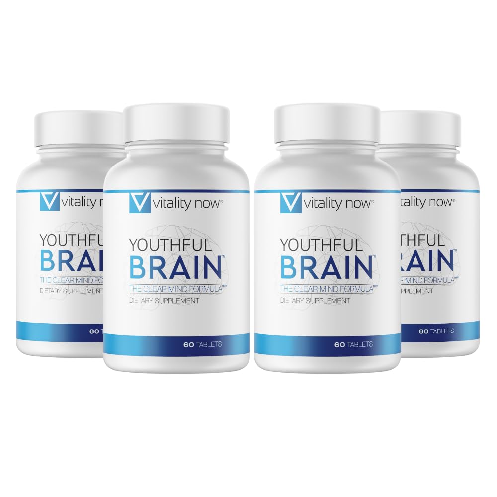 Creier Tineret 4 Sticla Bundle - Memory & Brain Health Supplement - Brain Booster Clarity cu Bacopa Monnieri, Ginkgo Biloba, B12-120-Day Supply (240 Conte)