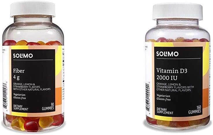 Baze de bază Fiber Gummies (90 Count) și vitamina D3 Gumies (160 Count)