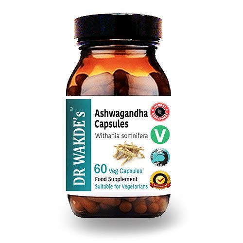 Capsulele DR WAKDE Ashwagandha (Indian Ginseng, Withania somnifera, 60 Veg Caps, Plant-Based Supplement, Ayurvedic Herb, All Natural, Vegan)