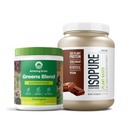 Bundle of Amazing Grass Greens Superfood Powder: Original, 30 Servings + Isopure Chocolate Vegan Proteine Powder, Plant based, Organic Pea Protein, Dairy Free, 20 Servings (Packing May Vary)