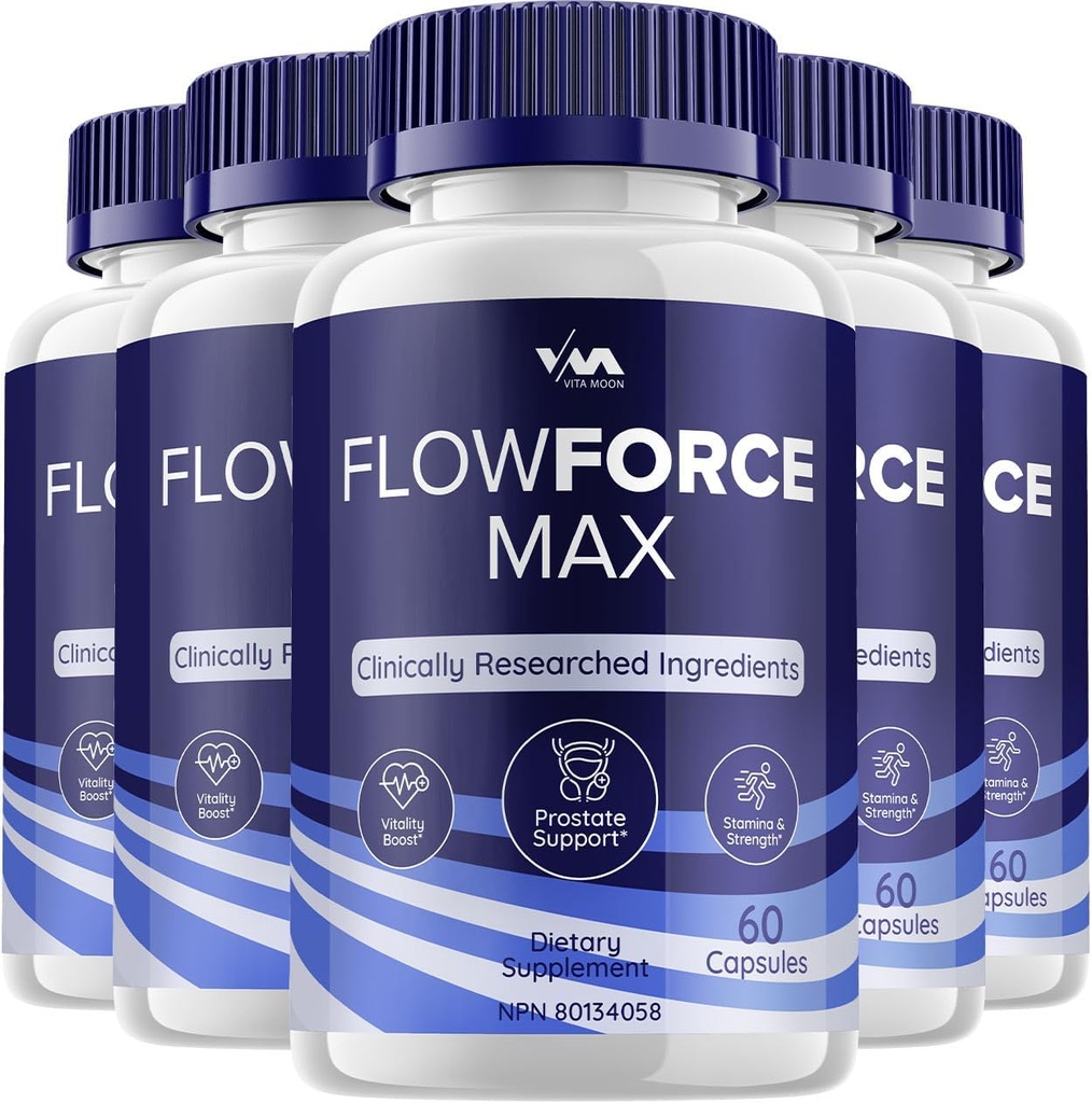 (5 ambalaj) FlowForceMax Prostate Support Capsule - Flow Force Pastile Max Supliment, Putere maximă, Noua îmbunătăţire Multivitamine ForceMax Force Recenzii, 300 Capsule