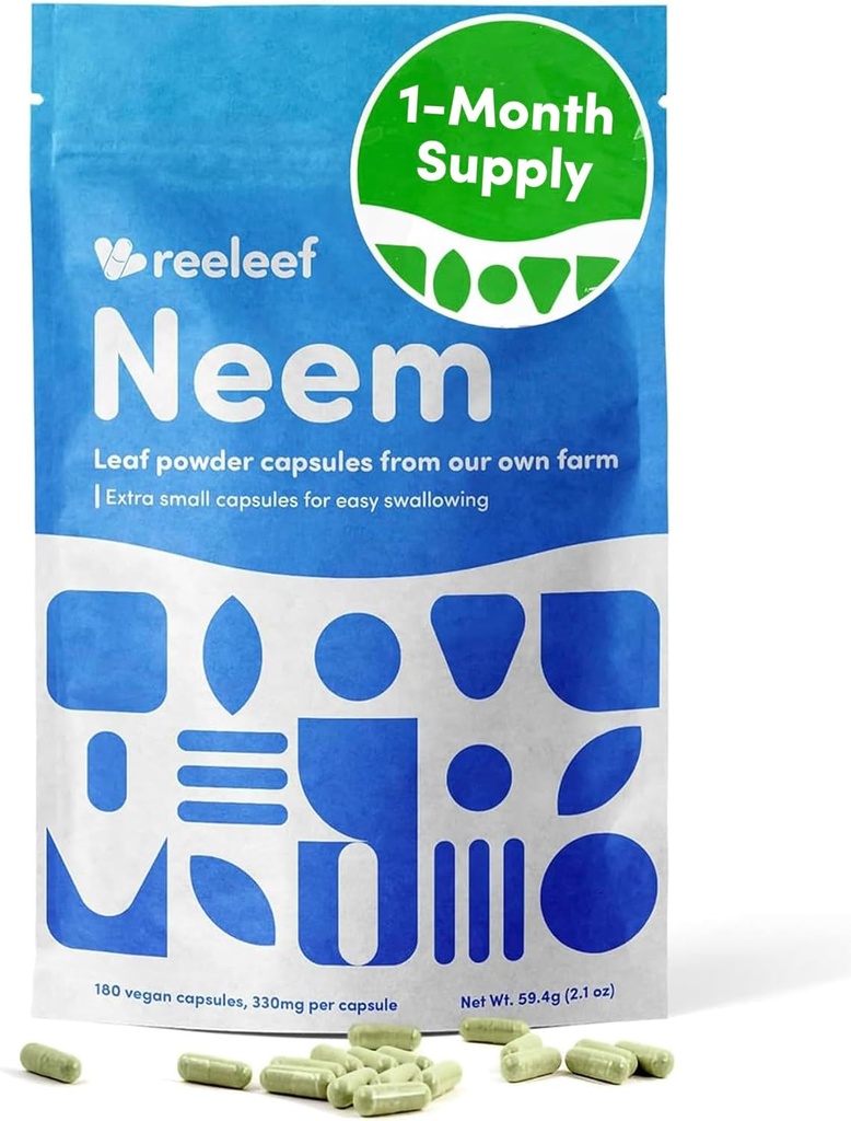 Herbal Neem Leaf Capsule pure - 180 Conte 330 mg - Fără aditivi - Vegan