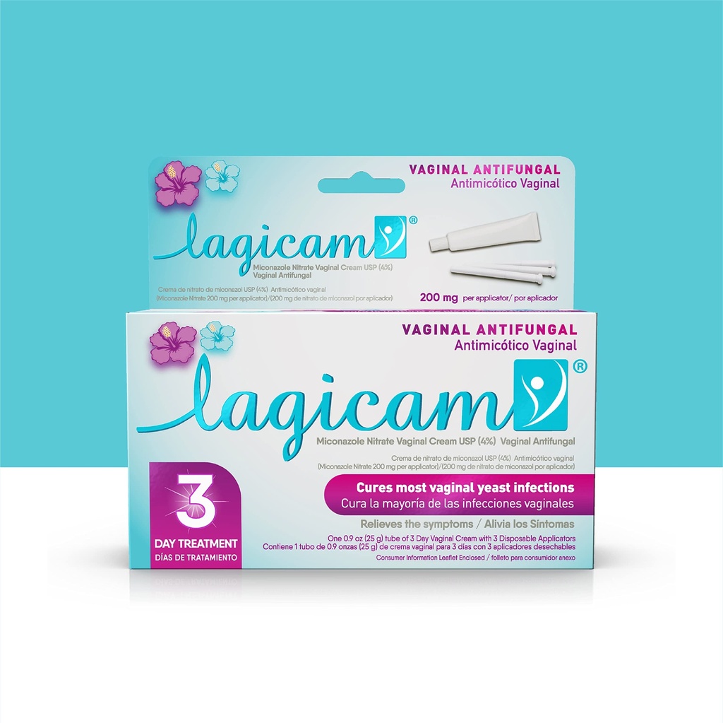 Lagicam 3 zile Vaginal Tratamentul infectiei cu dungi pentru femei, Începeţi să lucraţi în prima zi, Miconazol Nitrate, Cream antifungic ameliorează mâncărime şi iritaţie, 3 aplicatoare şi cremă de unică folosinţă (1 ambalaj)