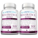 Aprobat Science® Resveratrol - 1000 mg de Trans Resveratrol - 250 mg de Polifenol - 98% Nivel de puritate - Include Bioperine® - 380 capsule Vegan prietenoase - 2 sticle