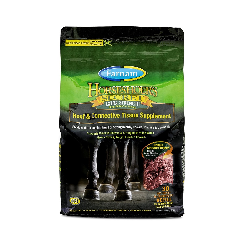 Farnam Horseshoer's Secret EXTRA STRENGTH Hoof Suplimente & Connective tesut Supplement, Promovează copite puternice, sănătoase, tendoane & ligamente, 3.75 lbs., 30 zile de aprovizionare