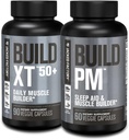 Fabrica Jacked Build-XT 50+ Zilnic Constructor musculare (90 capsule) & Construirea PM timp de noapte Constructor musculare și ajutor de somn (60 capsule) pentru creștere musculară, Vitalitate, & recuperare
