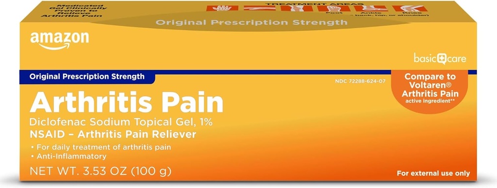 Îngrijire de bază Artrita durere Relieving Gel, Diclofenac de sodiu Topical Gel, 1 procent, non-Steroidale anti-Inflamatory medicament , 100 Grams, 3.53 uncii (Pachet de 1) (Pachetul poate varia)