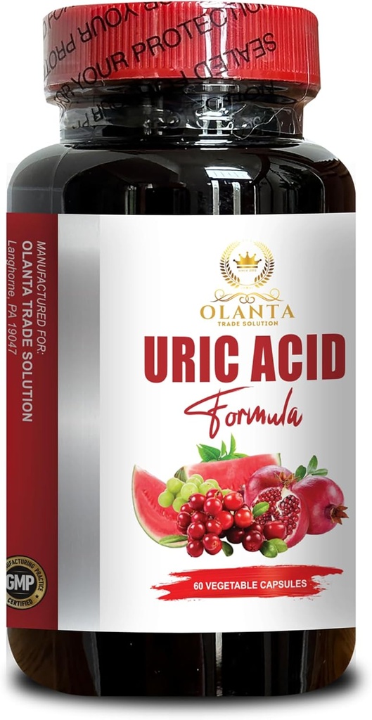Suport acid URIC - Suport Tract urinar cu Cranberry, Chanca Piedra, Tart Cherry, Capsule de suport pentru acid uric, Herbal Blend - 1 flacon 60 Capsule