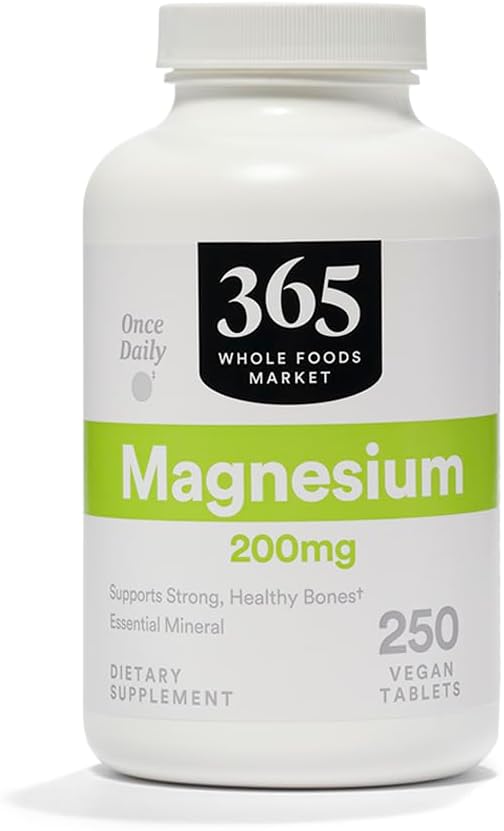 365 de Whole Foods Market, magneziu 200mg, Vegan, 250 comprimate