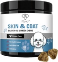 Omega 3 ulei de pește pentru câini, Somon ulei de piele și supliment de haina pentru câini Alergia câine ajutor, uscat și mâncărime tratament de relief piele, alergie Chews - câini anti jeleuri tratează - Haine lucioase - EPA & DHA