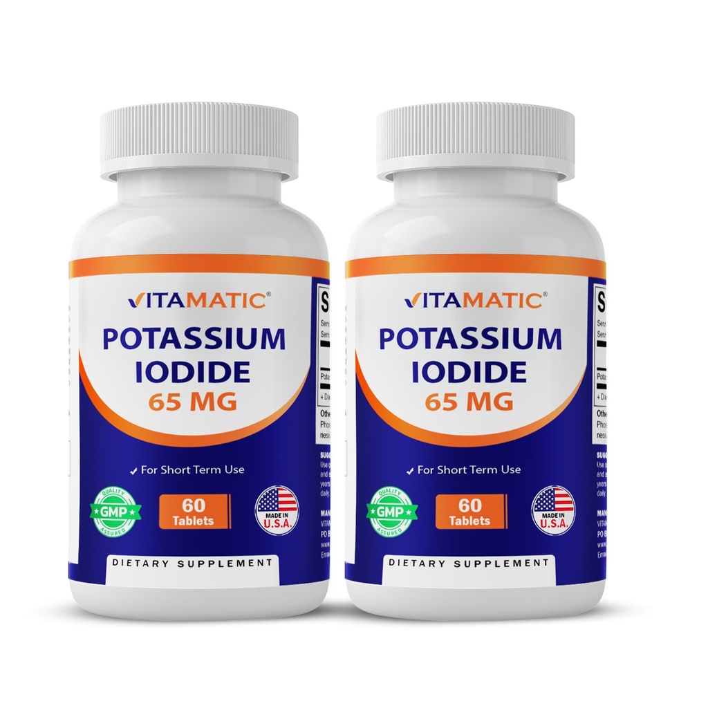 Iod de potasiu vitamatic 65 mg per Serving - 60 comprimate - Suport tiroidian - Pastile KI (60 Count (Pachet de 2))