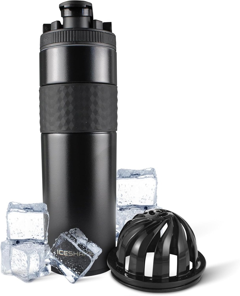 Scuturator de gheaţă izolat din oţel inoxidabil Shaker Sticla de agitare 20 oz, negru 