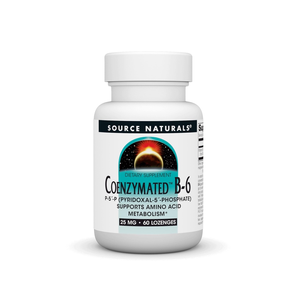 Sursa Naturals Coenzimated B-6 25mg P-5 Pyridoxal-5 Fosfat Fast-Acționare, Distilare rapidă Vitamina susține Amino Acid Metabolism* - 60 Lozenges