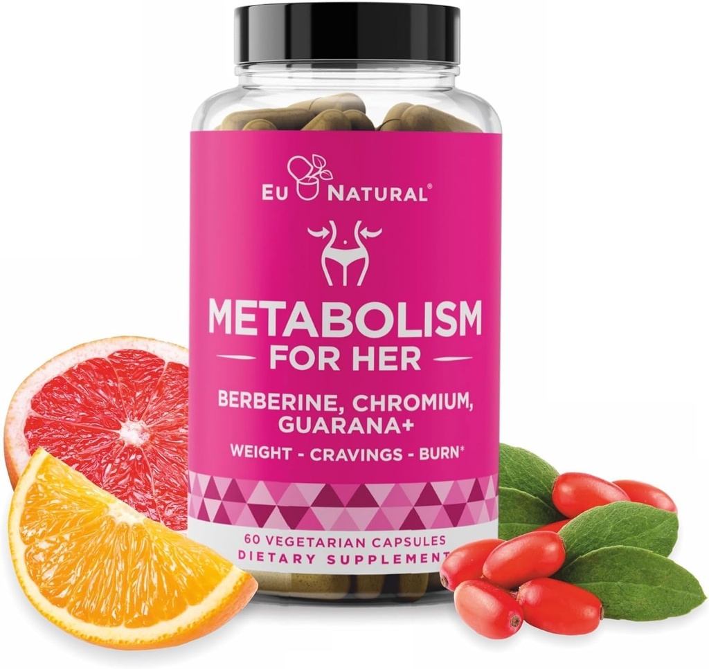 Metabolism pentru ea - Appetite & suport metabolic pentru femei - Curb Cravings, Reduce caloric Intake & Promovarea sentimentelor de plenitudine - Berberine, Crom Picolinat & Guarana - 60 Veg Capsule