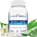 Leaky Gut Repair Natural Gut Health Supliment Glutamina Organic Slippery Elm NAG Marshmallow Root Aloe Vera MSM Querbetin Bromelain promovează Digestive Ease, Gut Wellness 1000mg 60 Caps