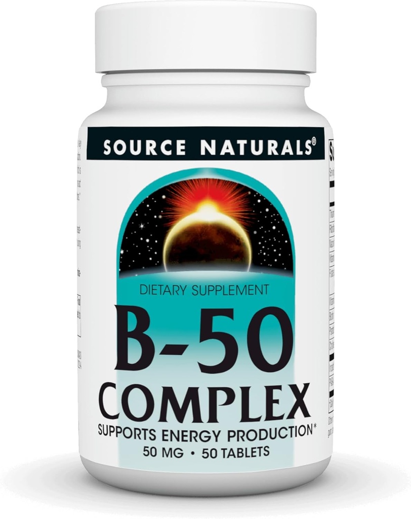 Sursa Naturals B-50 Complex, susține producția de energie* - 50 comprimate