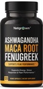 Natgrown Ashwagandha Maca Root Schinduf Extract capsule Supliment pentru bărbați și femei - pastile Vegan - (120 Conte)